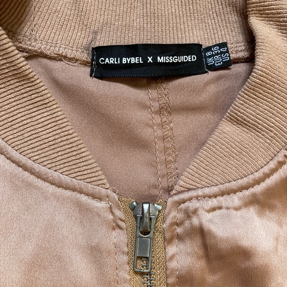 Misguided X Carli Bybel Limited Release rose gold longline bomber jacket - Picture 4 of 5